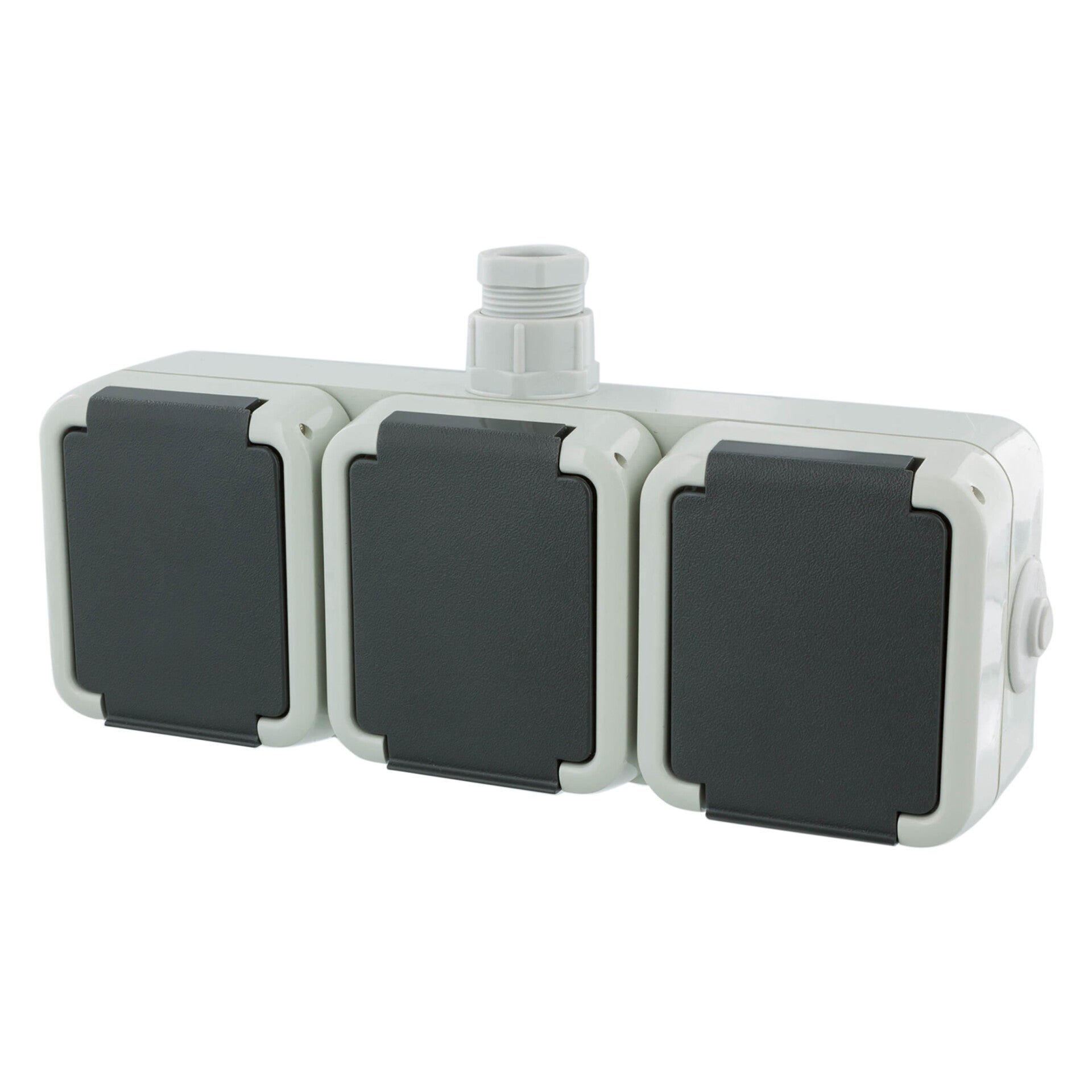 Peha contactdoos opbouw - 3-voudig - randaarde - met wartel M20 grijs