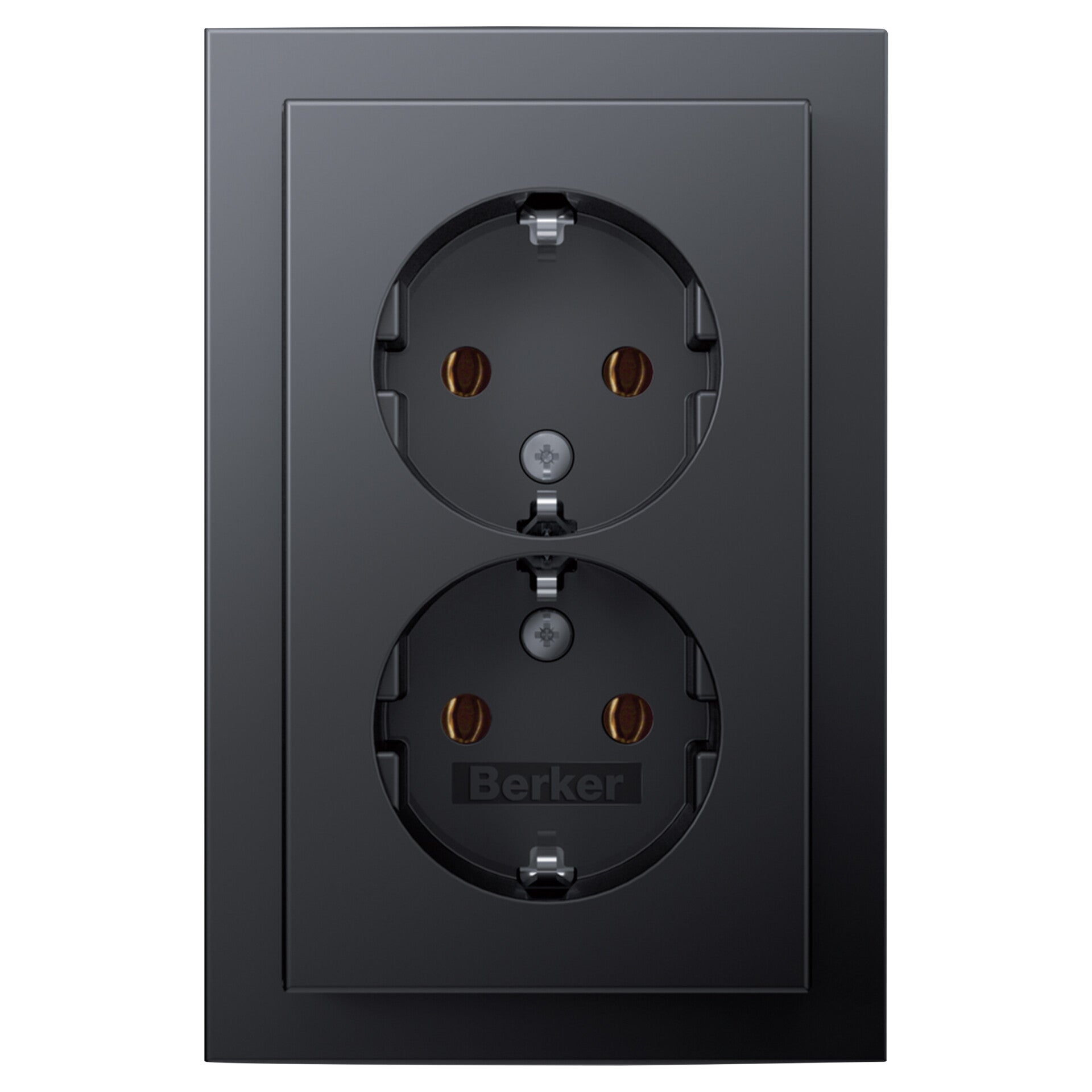 Berker Q3 contactdoos inbouw - 2-voudig - randaarde antraciet