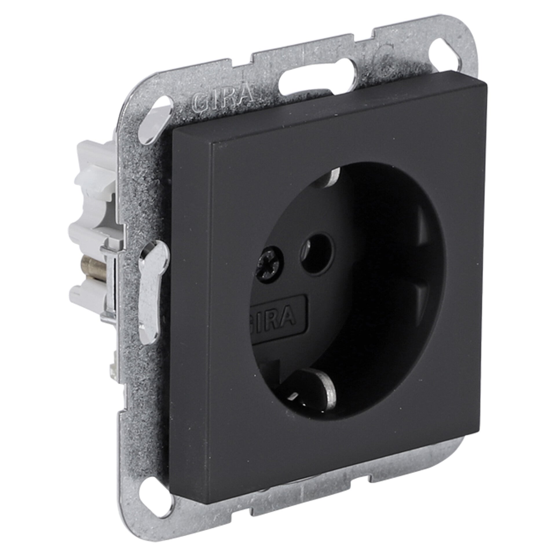 Gira E2 contactdoos 1-voudig - inbouw - randaarde zwart