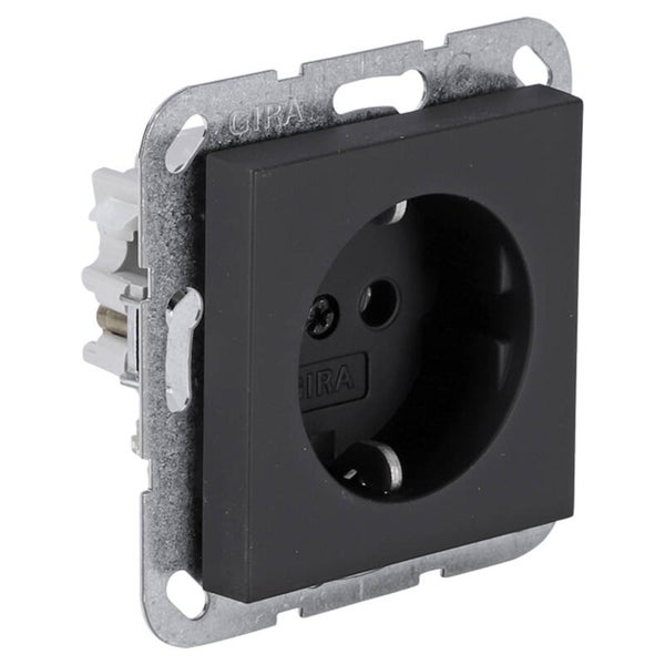 Gira E2 contactdoos 1-voudig - inbouw - randaarde zwart