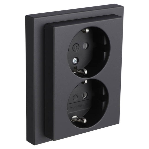 Busch-Jaeger Future Linear contactdoos inbouw - 2-voudig - randaarde zwart