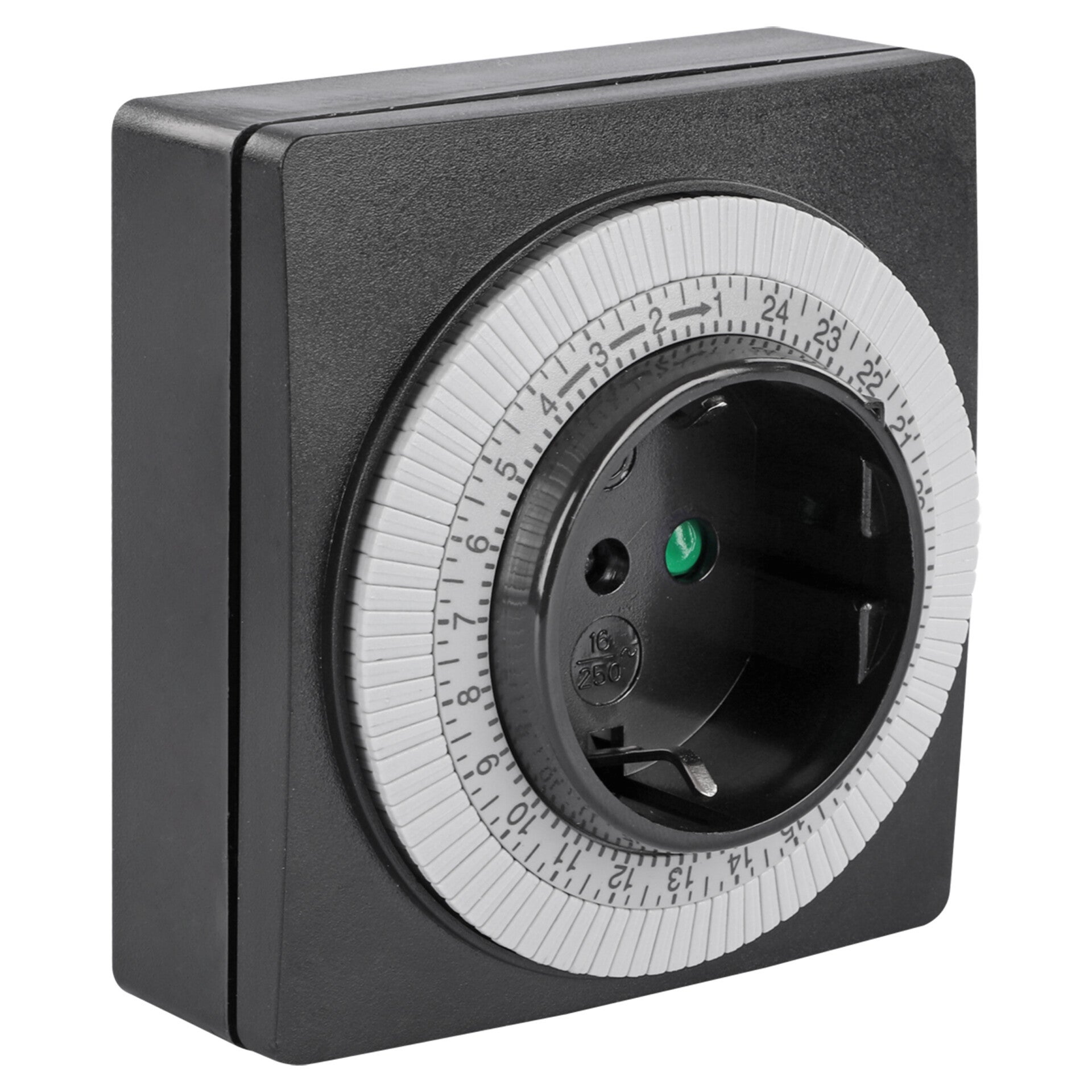 Q-Link tijdklok vierkant - analoog zwart