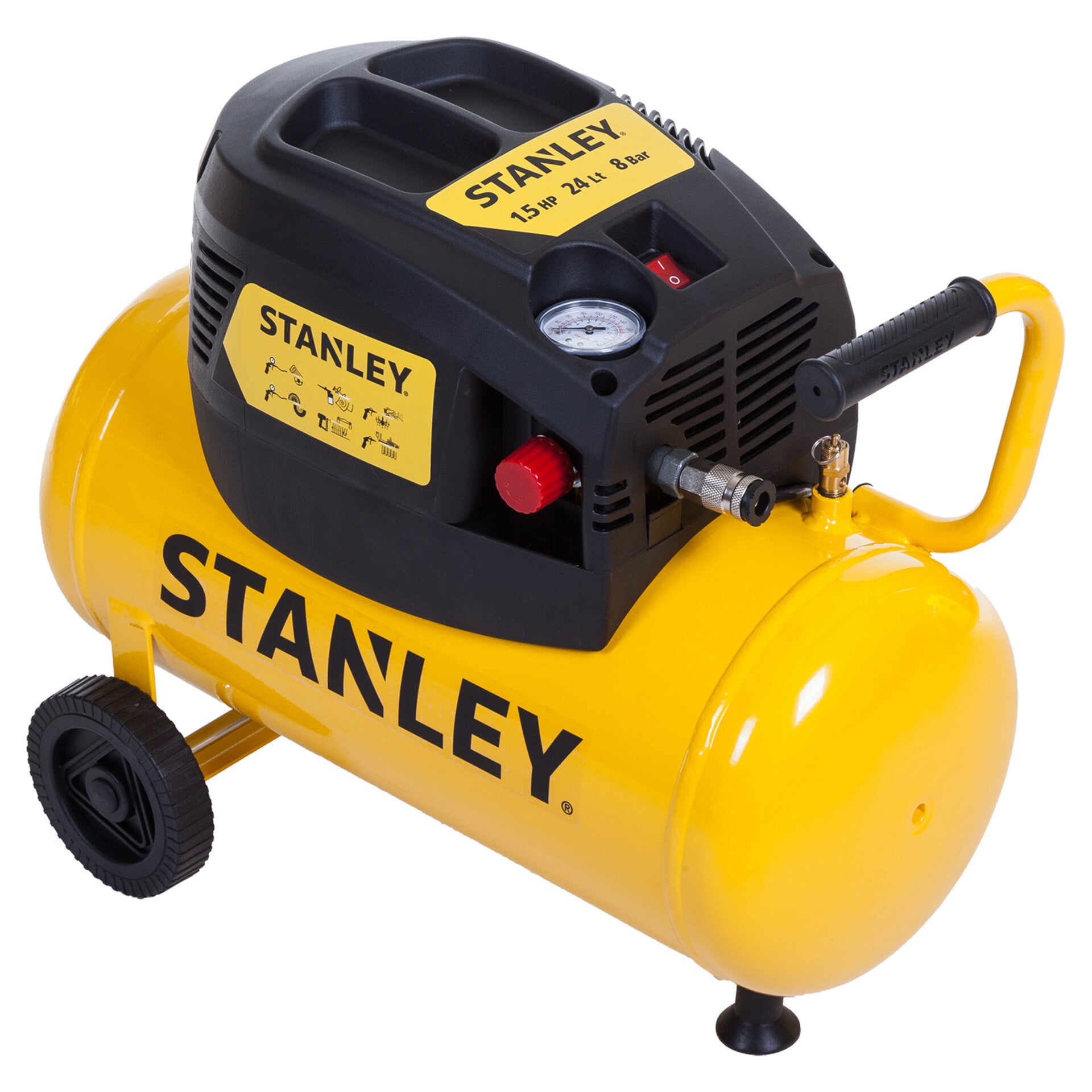 Stanley compressor 10 Bar - 24L - olievrij - D200/10/24 geel/zwart