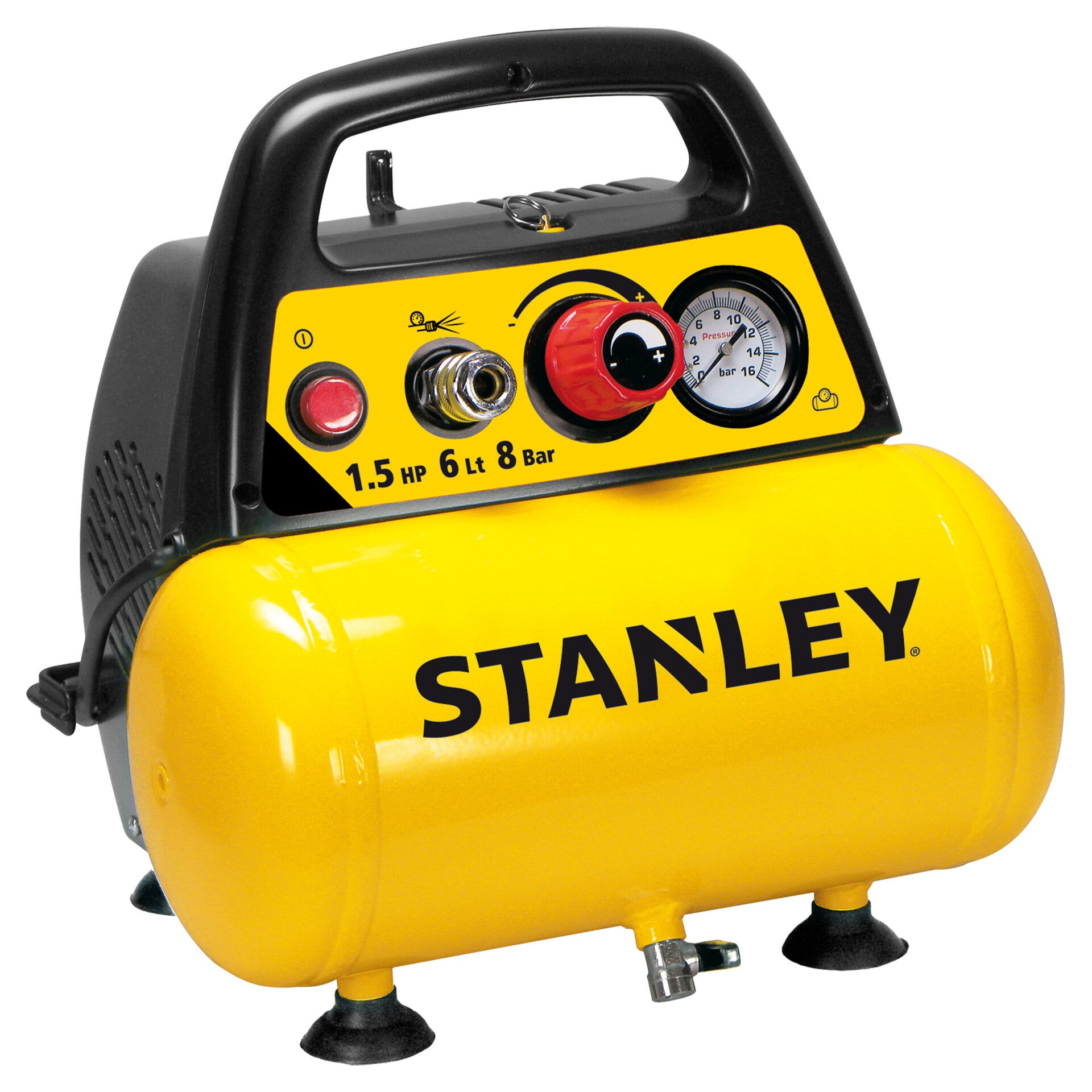 Stanley compressor 8 Bar - 6L - olievrij - D200/8/6 geel/zwart