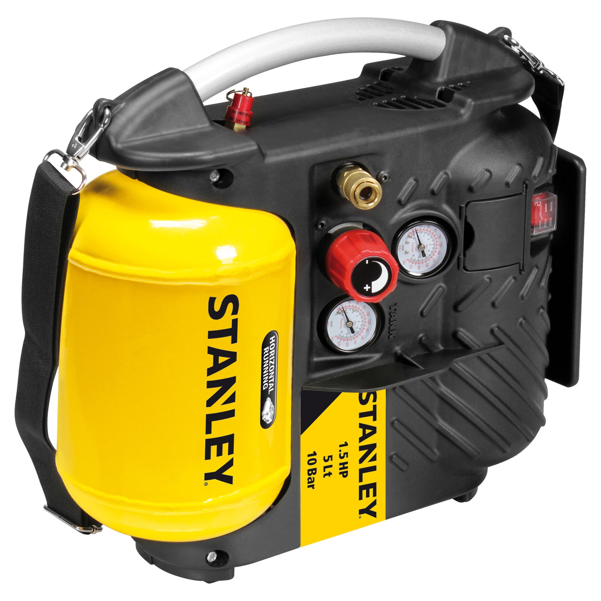 Stanley compressor Airboss - DN200/10/5 - met schouderriem geel/zwart
