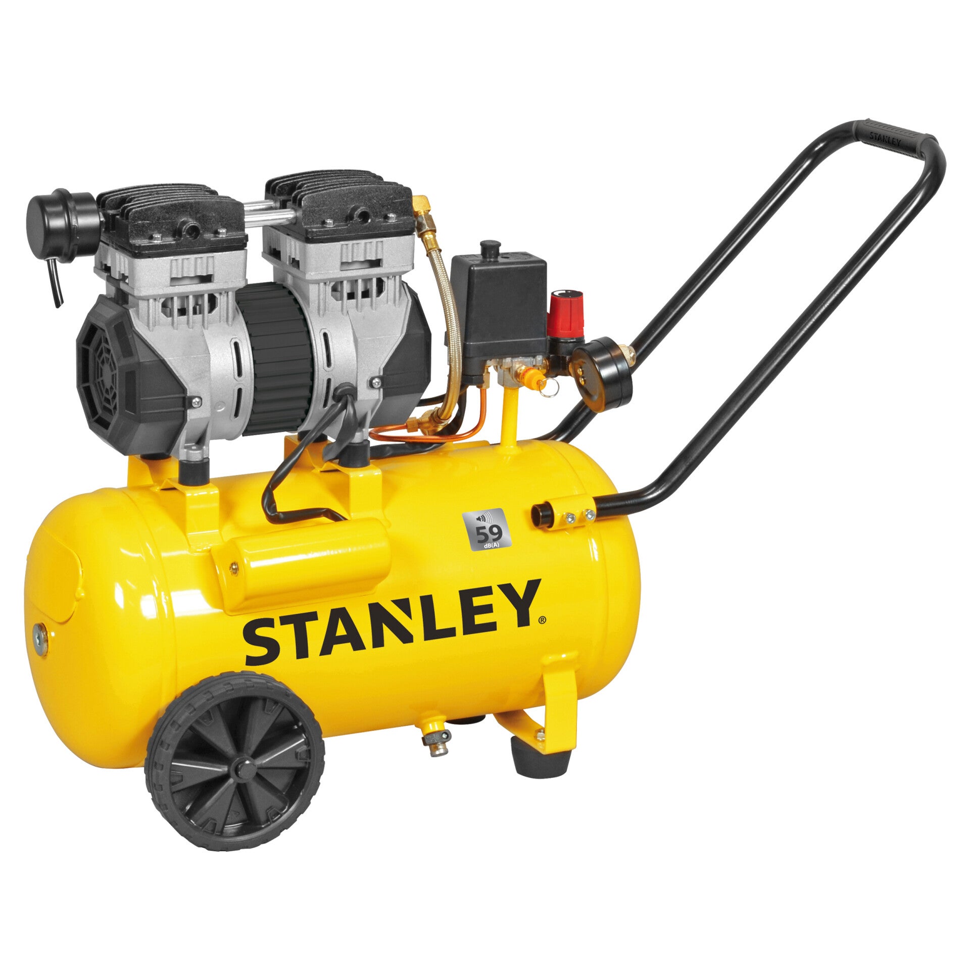 Stanley compressor Silent Air - 8 Bar - 24 liter - SXCMS1324HE geel/zwart