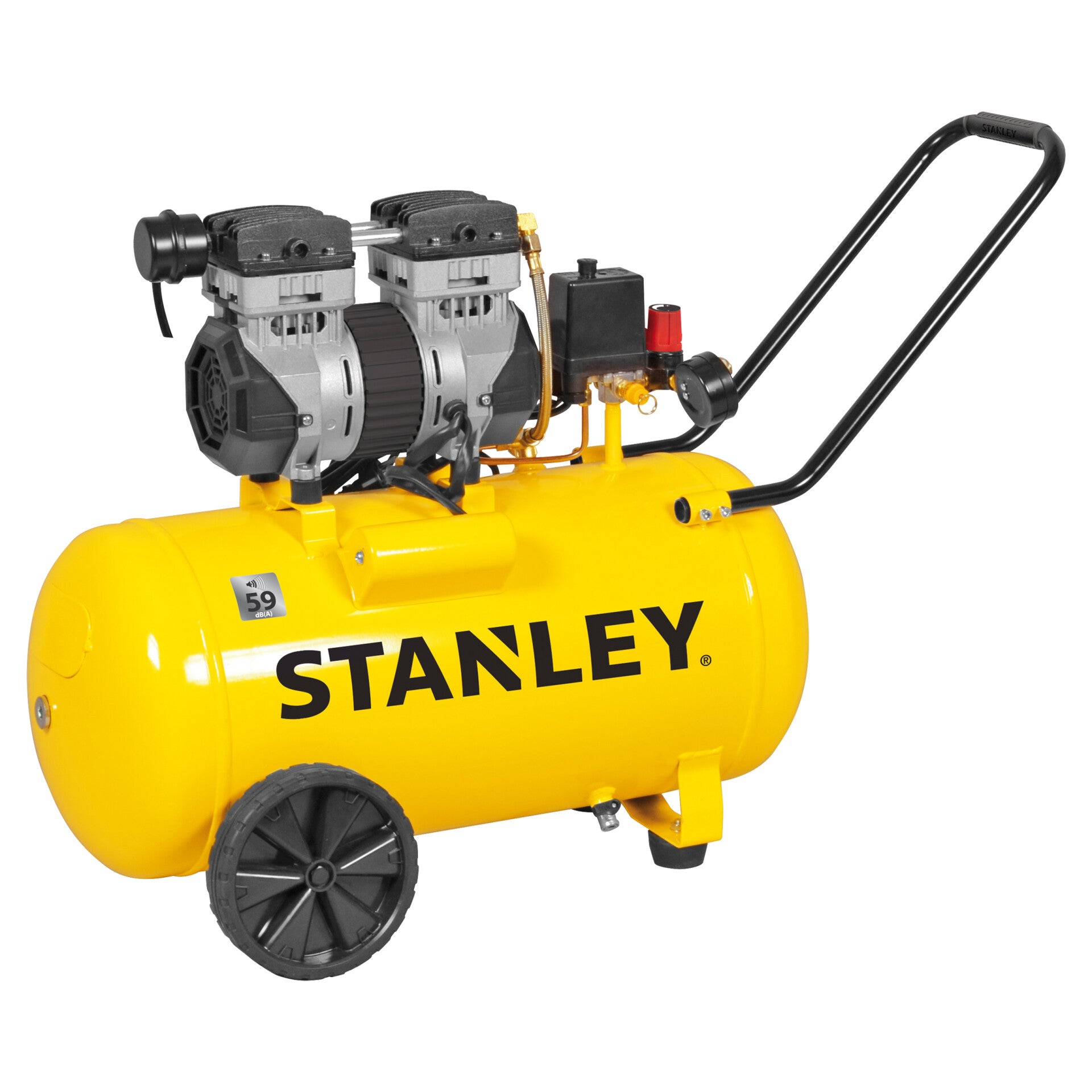 Stanley compressor Silent Air - 8 Bar - 50 liter - SXCMS1350HE geel/zwart