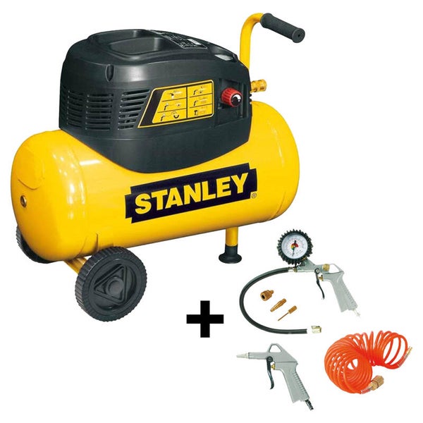 Stanley compressor 8 Bar - 24L - olievrij - D200/8/24 - set 6 stuks geel/zwart