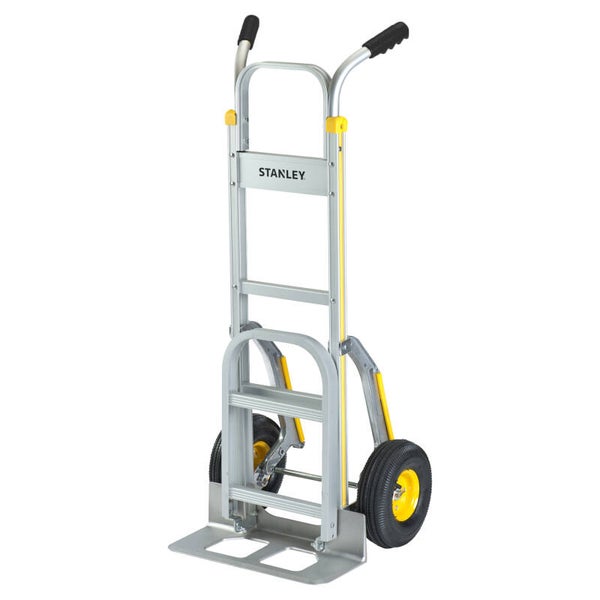 Stanley steekwagen aluminium - 200 kg - met opvouwbaar plateau - SXWT-HT514 grijs/geel 51 x 80 x 123 cm