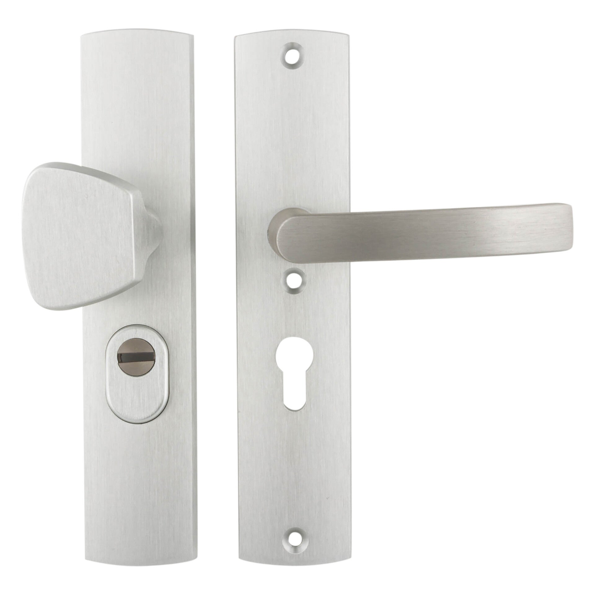 Axa veiligheidsbeslag duwer-kruk - langschild - PC55 - type 6665-11 - met kerntrekbeveiliging - SKG*** aluminium F1