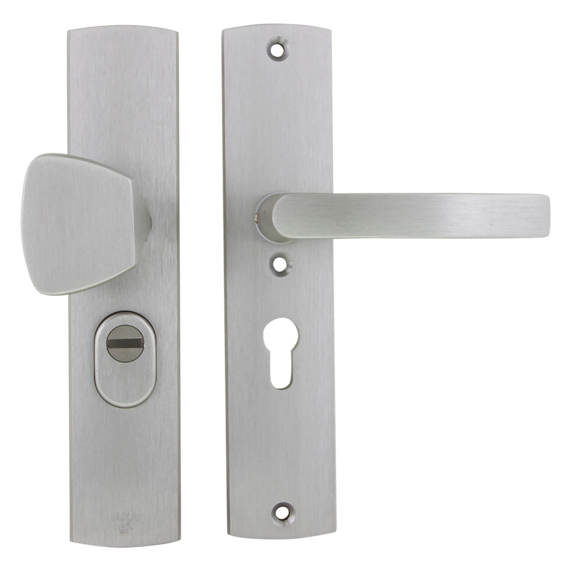 Axa veiligheidsbeslag duwer-kruk - langschild - PC55 - type 6665-11 - met kerntrekbeveiliging - SKG*** RVS