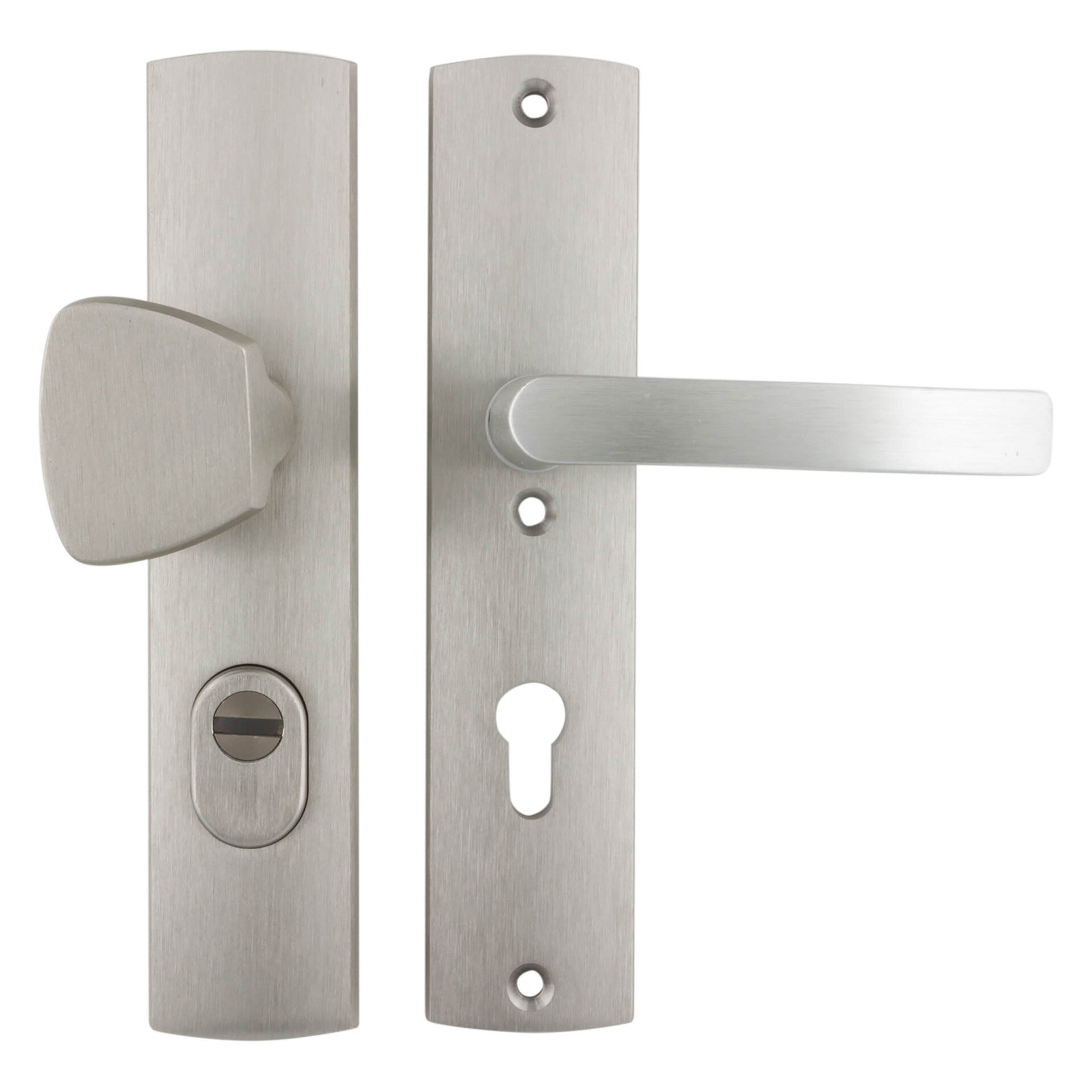 Axa veiligheidsbeslag duwer-kruk - langschild - PC72 - type 6665-11 - met kerntrekbeveiliging - SKG*** RVS