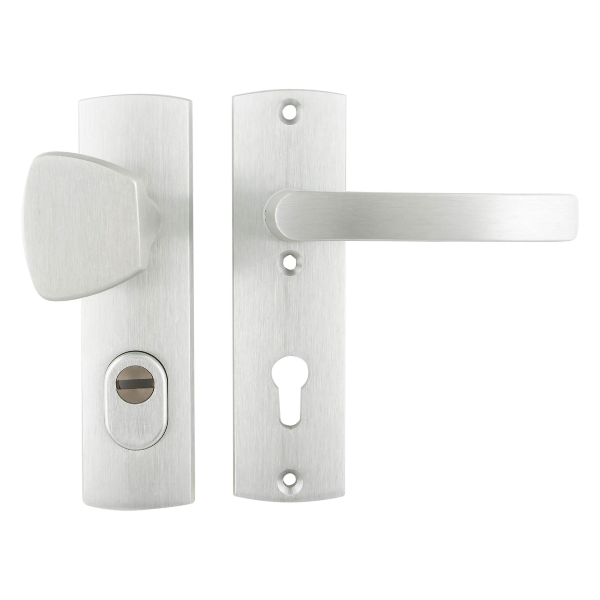 Axa veiligheidsbeslag duwer-kruk - kortschild - PC72 - type 6675-51 - met kerntrekbeveiliging - SKG*** aluminium F1