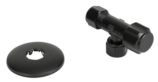 Plieger Hoekstopkraan met rozet 3/8x12 | Mat zwart