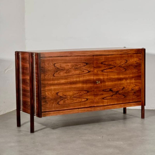 Modernist Santos rosewood & plexiglass cabinet.