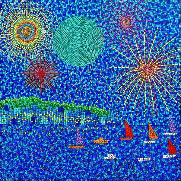 ‘Cowes Fireworks’ A square fine art print.