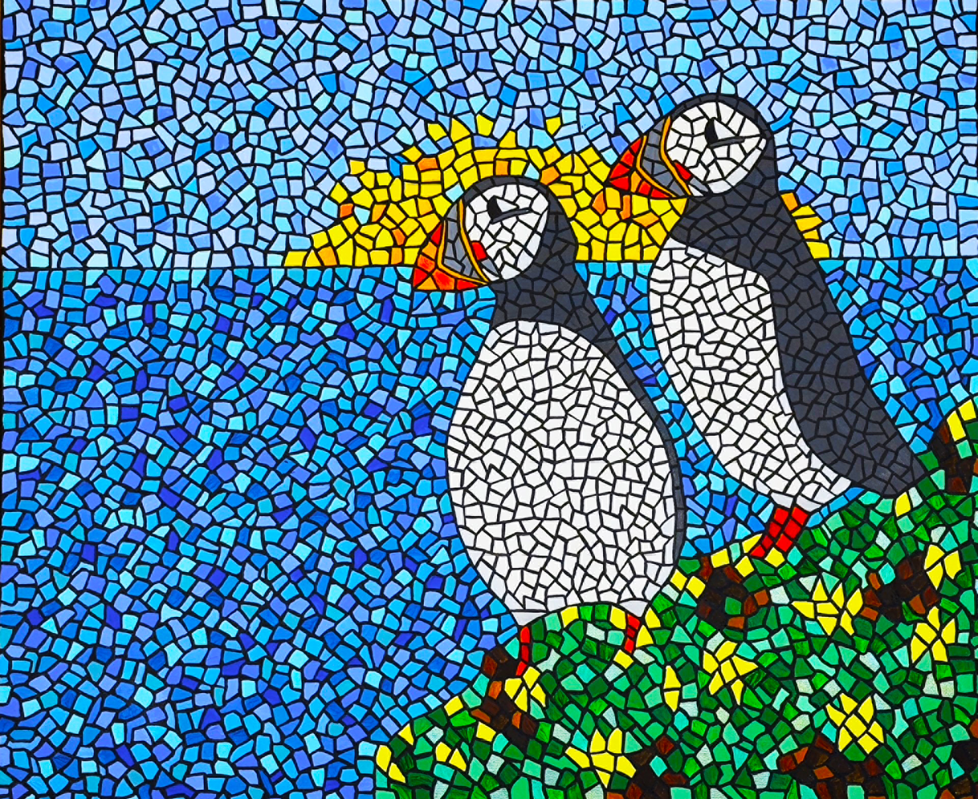 ‘Puffins’ An A4 fine art print.