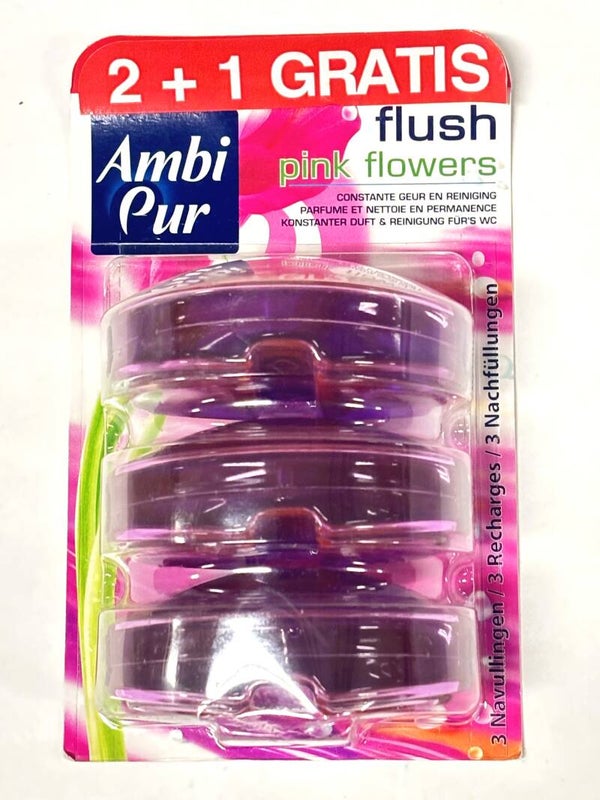 Ambi Pur Flush Pink Flowers Toiletverfrisser 3x 55ml Navulling.