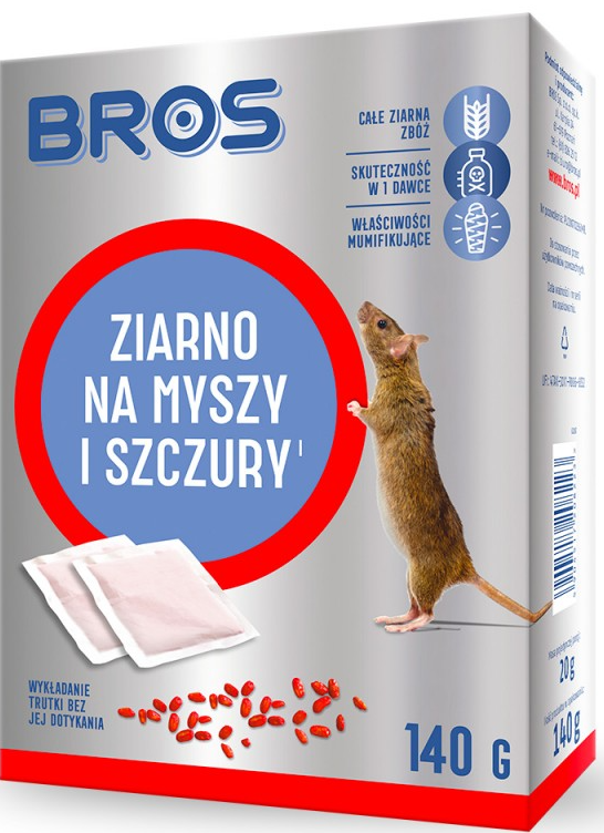 Bros graankorrels voor muizen en ratten 140g veilige dosering 5904517208223