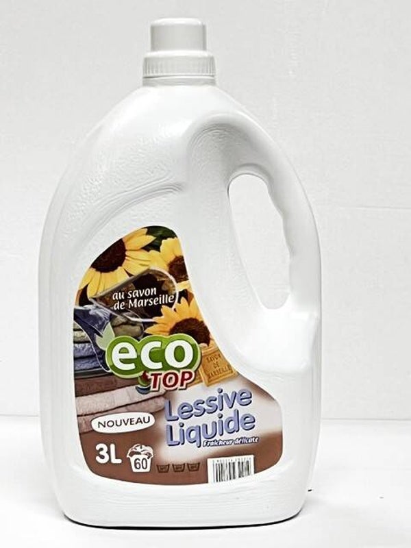 Eco Top Vloeibaar Wasmiddel Savon de Marseille – 3L (60 Wasbeurten)