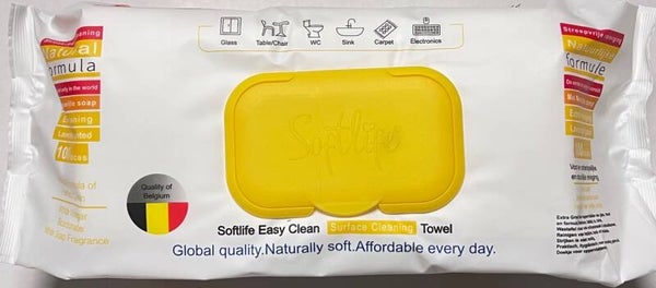 Softlife 100 Reinigingsdoekjes met een aangename citrusgeur