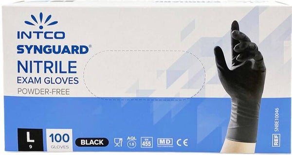 INTCO Synguard Nitril Handschoenen Zwart – Maat L – 100 Stuks
