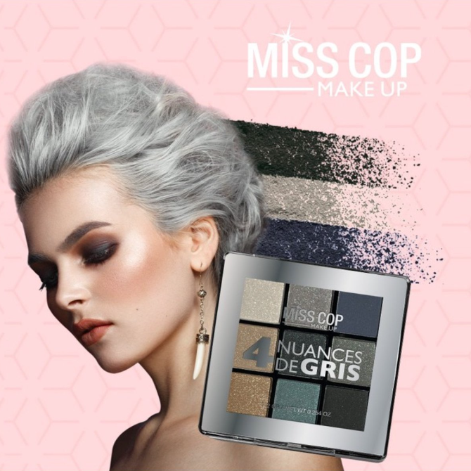 Miss Cop Vegan Oogschaduw Kleurenpalet N°04 Grijs - Moderne en Stijlvolle Look.
