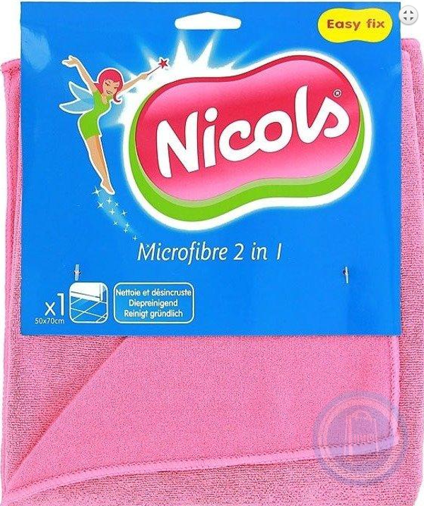 Nicols Microvezel Dweil 2 - in - 1 Roze voor alle vloersoorten,50 x 70cm.