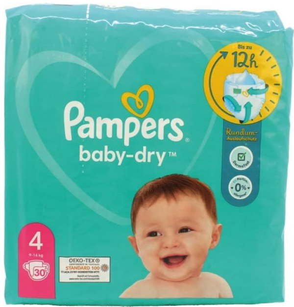 Pampers Baby Dry babyluiers, maat 4, 9-14 kg, 30 stuks,