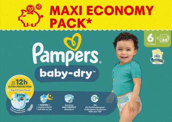 Pampers Baby-Dry luiers - Maat 6 (13-18kg) - 80 stuks.