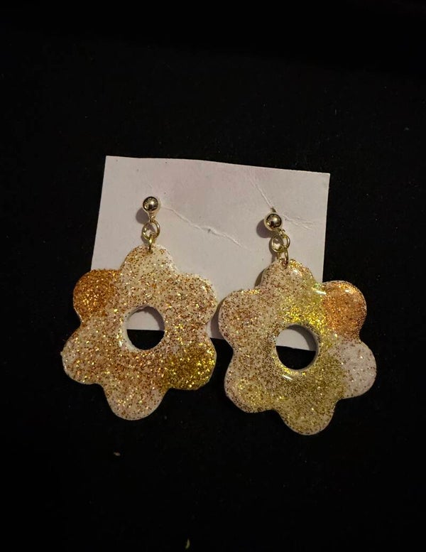 Modèles anémones rouge blanche et doré pailletée.