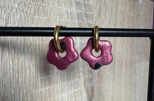 Boucles d’oreilles violette.(Petite anémone).