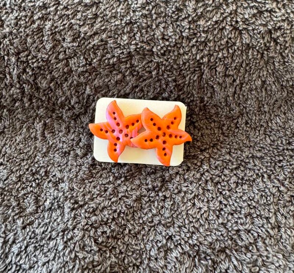 Boucles d’oreilles Etoiles de Mer orange et rose.