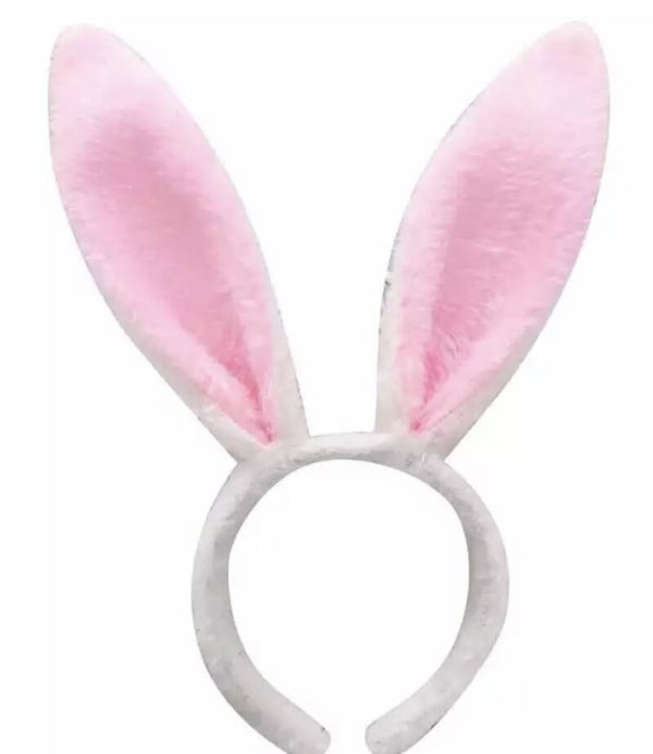 Konijn oortjes wit roze