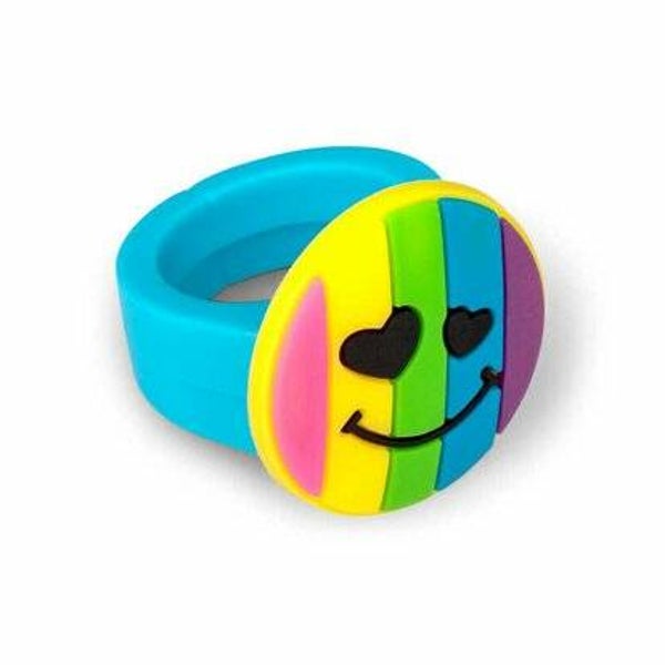 Chunky ring smiley regenboog