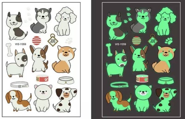 Tattoos glow in the dark hondjes