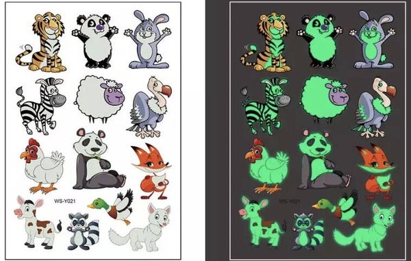 Tattoos glow in the dark wilde dieren