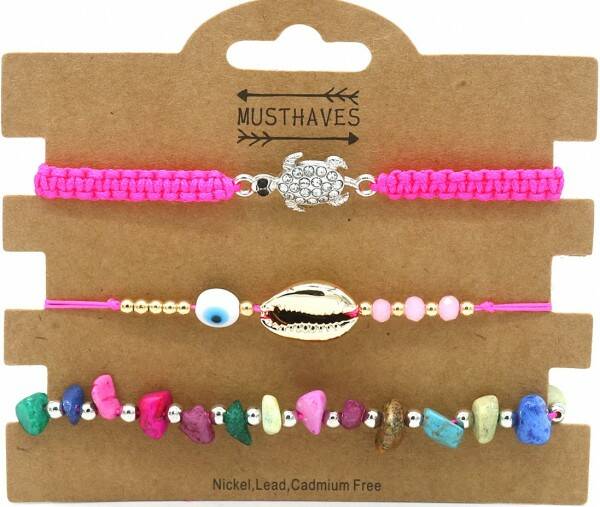 Leuke armbandjes roze met schildpad