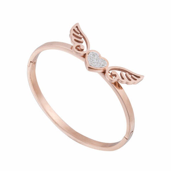 Armband engelen hartje rosé