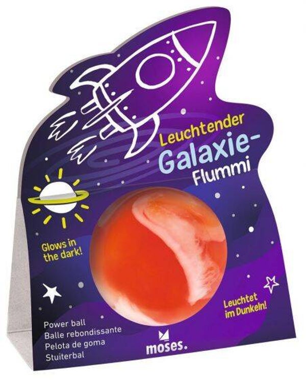 Galaxy stuiterbal glow in the dark blauw