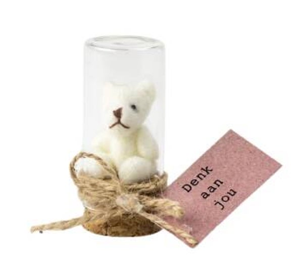 Een knuffel in een flesje! Denk aan jou!