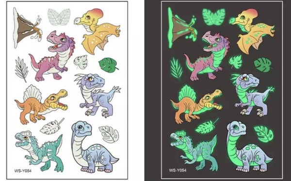Tattoos glow in the dark dino