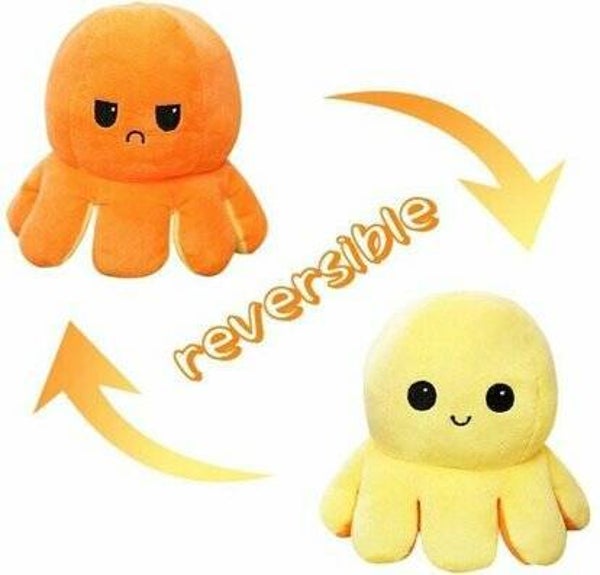 Mood knuffel oranje geel