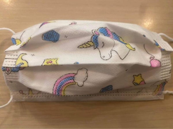 Mondmaskers voor kinderen witte eenhoorn. 10 stuks
