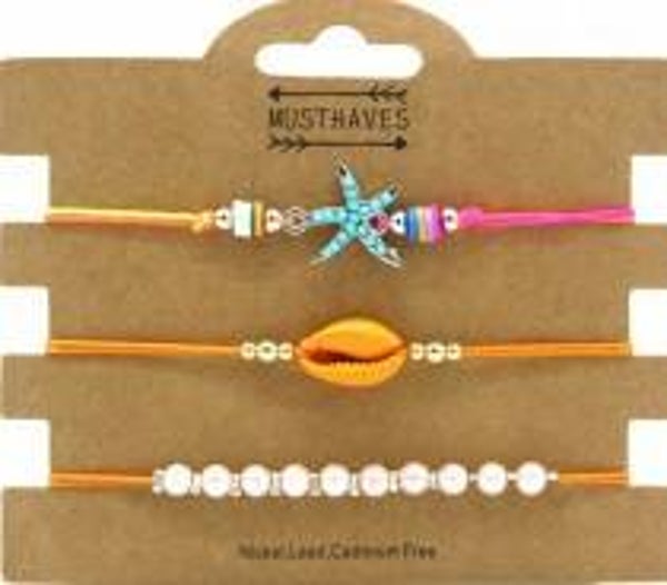 Leuke armbandjes zeester oranje schelp