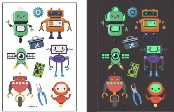Tattoos glow in the dark robots
