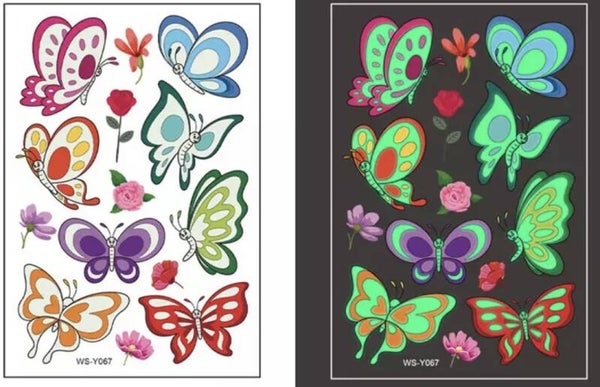 Tattoos glow in the dark vlinders
