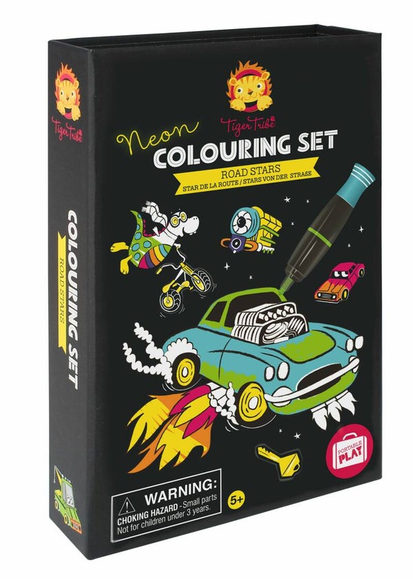 Neon colouring set road
