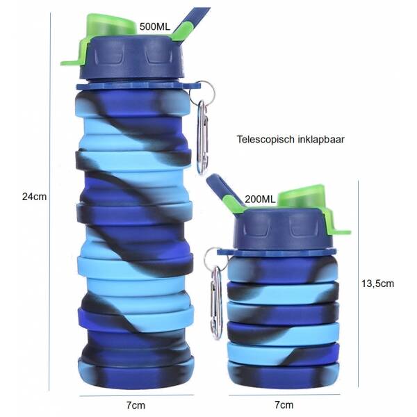 Opvouwbare drinkfles/bidon blauw