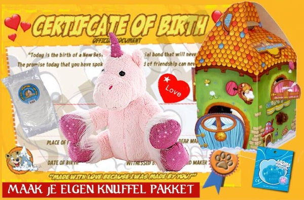 Pakket maak je eigen knuffel eenhoorn